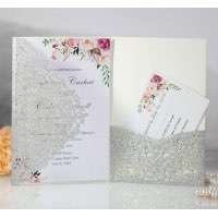 Glitter Marriage Invitation Card With Envelope Laser Cut Greeting Card Wholesale